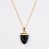 16" Gold Plated Genuine Pure Turquoise Fluorite Faceted Shield Pendant Necklace, Fashion Gemstone Jewelry G2081-N