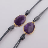 Gold Plated Natural Amethyst Faceted Layer Wrap Bracelet, Handmade Boho Jewelry HD0027