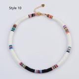 13" Bohemian Rainbow 6mm Heishi Bead Choker Necklace, Handmade Boho Jewelry HD0089