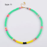 13" Bohemian Rainbow 6mm Heishi Bead Choker Necklace, Handmade Boho Jewelry HD0089