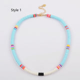 13" Bohemian Rainbow 6mm Heishi Bead Choker Necklace, Handmade Boho Jewelry HD0089