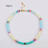 13" Bohemian Rainbow 6mm Heishi Bead Choker Necklace, Handmade Boho Jewelry HD0089