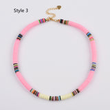 13" Bohemian Rainbow 6mm Heishi Bead Choker Necklace, Handmade Boho Jewelry HD0089