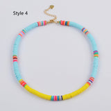 13" Bohemian Rainbow 6mm Heishi Bead Choker Necklace, Handmade Boho Jewelry HD0089