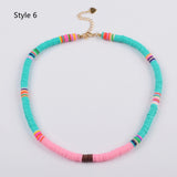 13" Bohemian Rainbow 6mm Heishi Bead Choker Necklace, Handmade Boho Jewelry HD0089