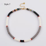 13" Bohemian Rainbow 6mm Heishi Bead Choker Necklace, Handmade Boho Jewelry HD0089