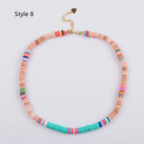 13" Bohemian Rainbow 6mm Heishi Bead Choker Necklace, Handmade Boho Jewelry HD0089