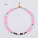 13" Bohemian Rainbow 6mm Heishi Bead Choker Necklace, Handmade Boho Jewelry HD0089