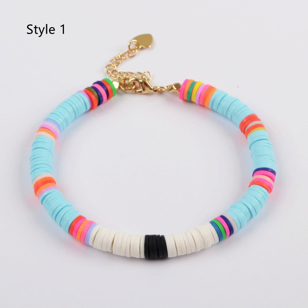 Bohemian Rainbow 6mm Heishi Bead Bracelet, Handmade Boho Jewelry HD0090