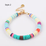 Bohemian Rainbow 6mm Heishi Bead Bracelet, Handmade Boho Jewelry HD0090