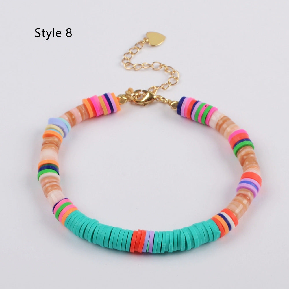 Bohemian Rainbow 6mm Heishi Bead Bracelet, Handmade Boho Jewelry HD0090