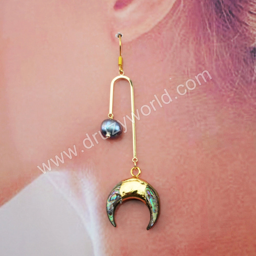 Abalone Shell Natural Pearl Earrings Fashion Gold Earrings Gold Plated HD0199