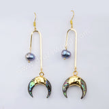 Abalone Shell Natural Pearl Earrings Fashion Gold Earrings Gold Plated HD0199