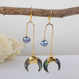 Abalone Shell Natural Pearl Earrings Fashion Gold Earrings Gold Plated HD0199