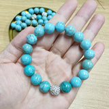 10mm Blue Howlite Turquoise Beads & Disco Bead Stretch Bracelet, Handmade Boho Jewelry AL671