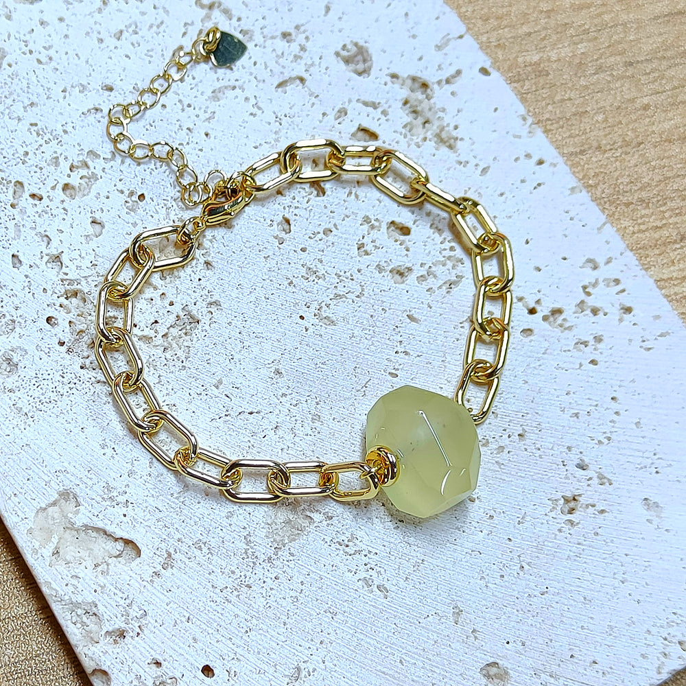 Natural Faceted Stone Gold Chain Bracelet Healing Crystal Bracelet AL786