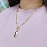 20“ Gold Plated Natural Cowrie Shell Pendant Necklace, Beach Shell Summer Jewelry Necklace AL956