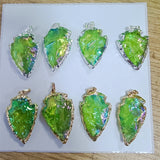 Arrowhead Gold Plated Rainbow Titanium Quartz Pendant Bead G0525