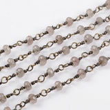 16 feet/lot Gold Plated Brass Natural Moonstone Roundel Faceted Beads Rosary Chain, Making Jewelry Finding JT206