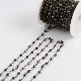 16 feet of Gold Plated Brass Larvikite Roundel Faceted Beads Rosary Chain, Making Jewelry Finding JT207