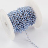 16 feet of 3mm Light Blue Glass Quartz Faceted Beads Rosary Chain in Gold Plated, Making Jewelry Finding JT223