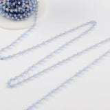 16 feet of 3mm Light Blue Glass Quartz Faceted Beads Rosary Chain in Gold Plated, Making Jewelry Finding JT223