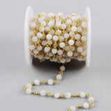 16 feet of Gold Plated Brass Moonstone 5~6mm Beads Rosary Chain, Making Jewelry Finding JT224