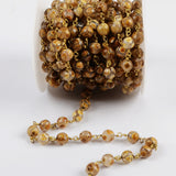 16 feet/lot Gold Plated Brass Tibetan Agate 8mm Stone Beads Rosary Chain, Making Jewelry Finding JT227