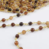 16 feet of Gold Plated Brass Natural Agate 6mm Faceted Beads Rosary Chain, Making Jewelry Finding JT230