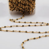 16 Feet of Natural Golden Obsidian Faceted Beads Rosary Chains In Gold Plated, DIY Chain Jewelry Finding JT240