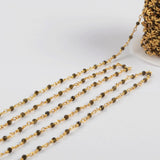 16 Feet of Natural Golden Obsidian Faceted Beads Rosary Chains In Gold Plated, DIY Chain Jewelry Finding JT240