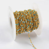 16 Feet of Natural Apatite Faceted Beads Rosary Chains In Gold Plated, DIY Chain Jewelry Finding JT242