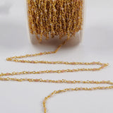 16 Feet of Natural Sunstone Faceted Beads Rosary Chains In Gold Plated, DIY Chain Jewelry Finding JT247