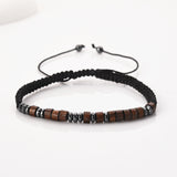 "I LOVE YOU" Morse Code Bracelet, Brown Wood Hematite Beads, Handmade Men Father Son Bracelet AL1160