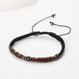 "I LOVE YOU" Morse Code Bracelet, Brown Wood Hematite Beads, Handmade Men Father Son Bracelet AL1160