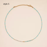 Bohemian Natural Stones & Miyuki Beads Necklace, Handmade Boho Summer Jewelry AL697