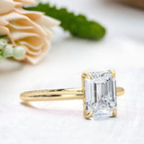 S925 Sterling Silver Four-Claw Emerald Cut Moissanite Ring Classic Solitaire Engagement Ring, Promise Ring For Women MS008G