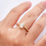 1 CT - Emerald Cut Moissanite Engagement Ring, 925 Sterling Silver Bezel Ring MS001