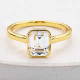 2 CT - Emerald Cut Moissanite Diamond Engagement Ring, 925 Sterling Silver Bezel Ring MS002