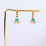 Stainless Steel Turquoise Earrings in Gold Plated AL417