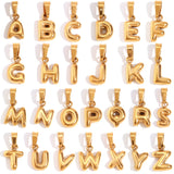 Gold Titanium Stainless Steel Mini Bubble Initial Letter Pendant, DIY Jewelry Making Charm AL711