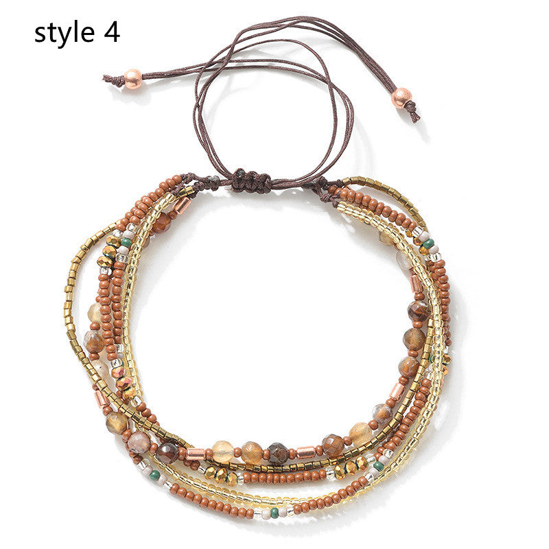 Bohemian Layers Rainbow Natural Stones & Miyuki Beads Bracelet, Handmade Boho Jewelry AL637