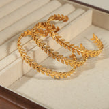 Stainless Steel Chevron Gold Bangle Bracelet, Leaf Bracelet, Fishtail Open Cuff Jewelry AL889