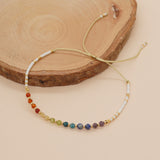 Bohemian Skinny Rainbow Natural Stones & Miyuki Beads Bracelet, Faceted Crystal Beads, Handmade Boho Jewelry AL739