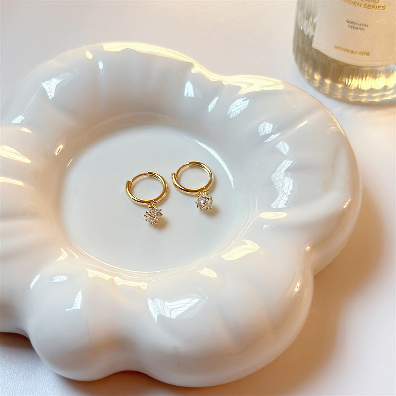 Small Ball Hoop Earrings Zircon Earrings, 925 Silver in 14K Gold Plated, Fashion Simple Jewelry AL842