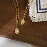 Stainless Steel Marquise White Zircon Necklace in 18k Gold Plated AL856