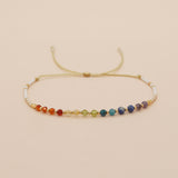 Bohemian Skinny Rainbow Natural Stones & Miyuki Beads Bracelet, Faceted Crystal Beads, Handmade Boho Jewelry AL739