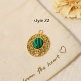 Delicate Multi Stone Charm Pendants, 18K Gold Titanium Steel, DIY Jewelry Making Accessories AL718