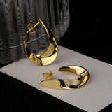 Fashion S925 Silver Smooth Irregular Gold Plated Post Earrings, Boho Jewelry AL649