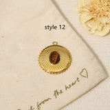 Delicate Multi Stone Charm Pendants, 18K Gold Titanium Steel, DIY Jewelry Making Accessories AL718